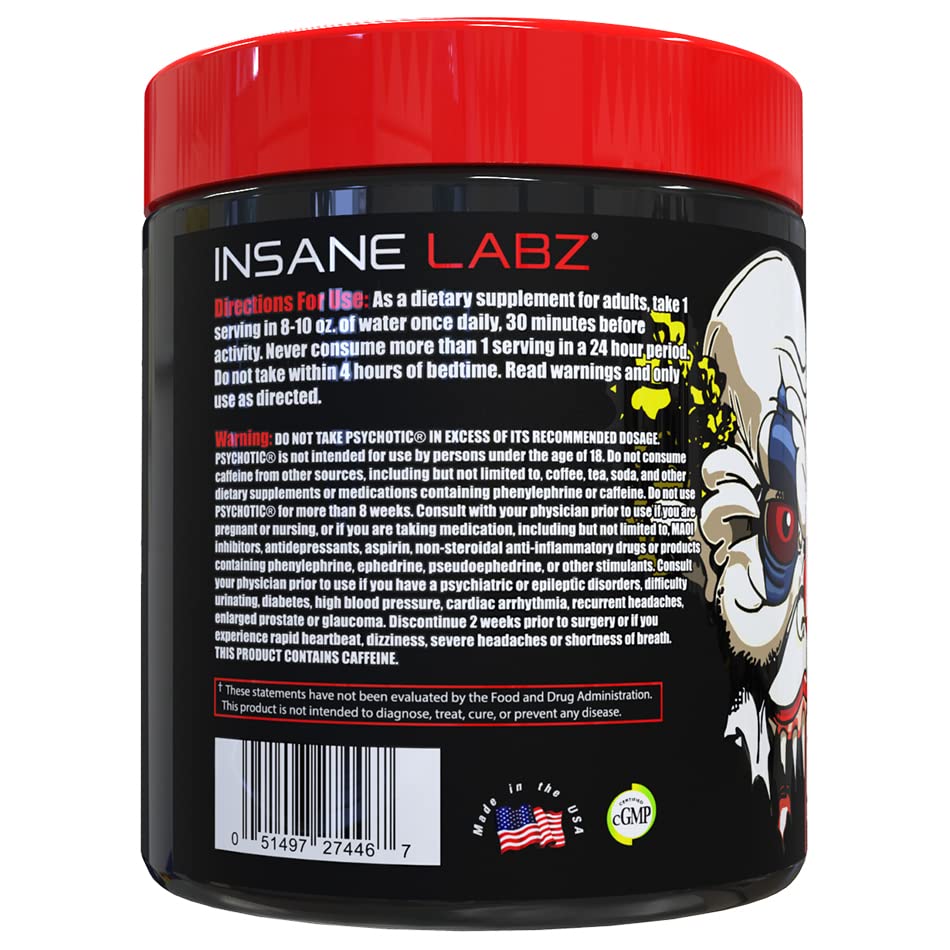 Insane Labz Psychotic label closeup showing product formulation details for informed use.