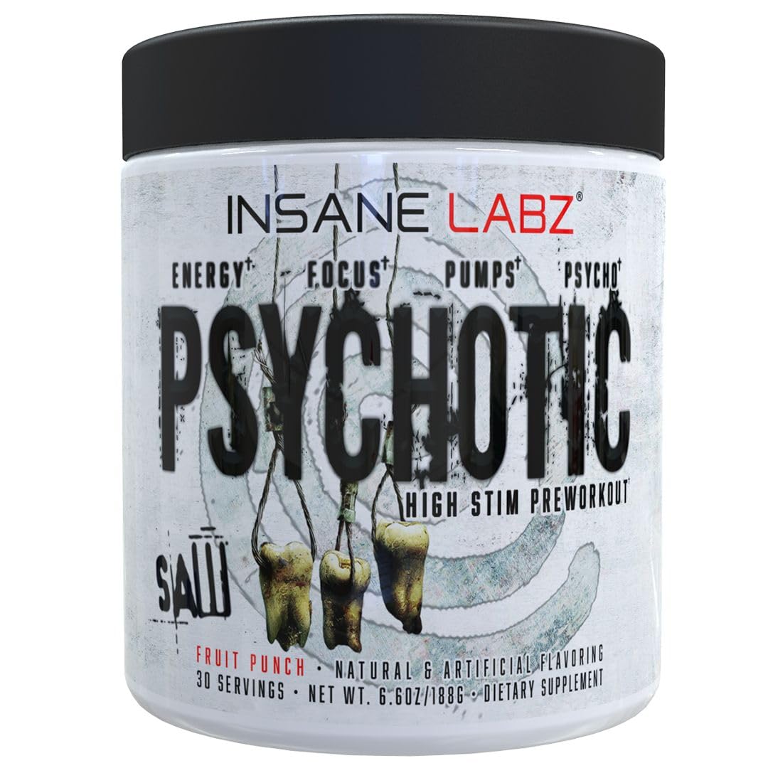 Insane Labz Psychotic SAW bottle displaying bold packaging for energy and focus