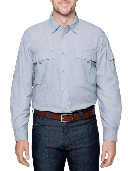 Insect Shield Field Shirt Pro, front view, provides bug protection and breathable comfort for outdoor trips.