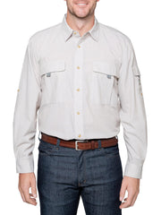 Insect Shield Men’s Field Shirt Pro front view in linen with built-in insect protection