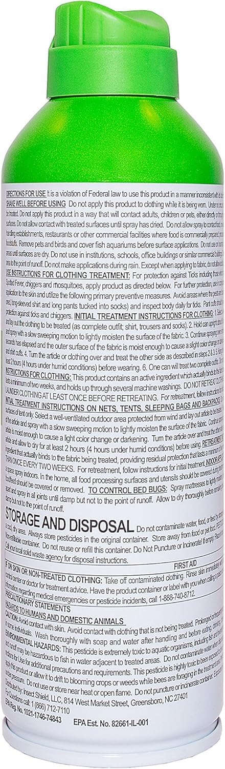 Insect Shield spray being applied to a jacket sleeve for long-lasting insect defense