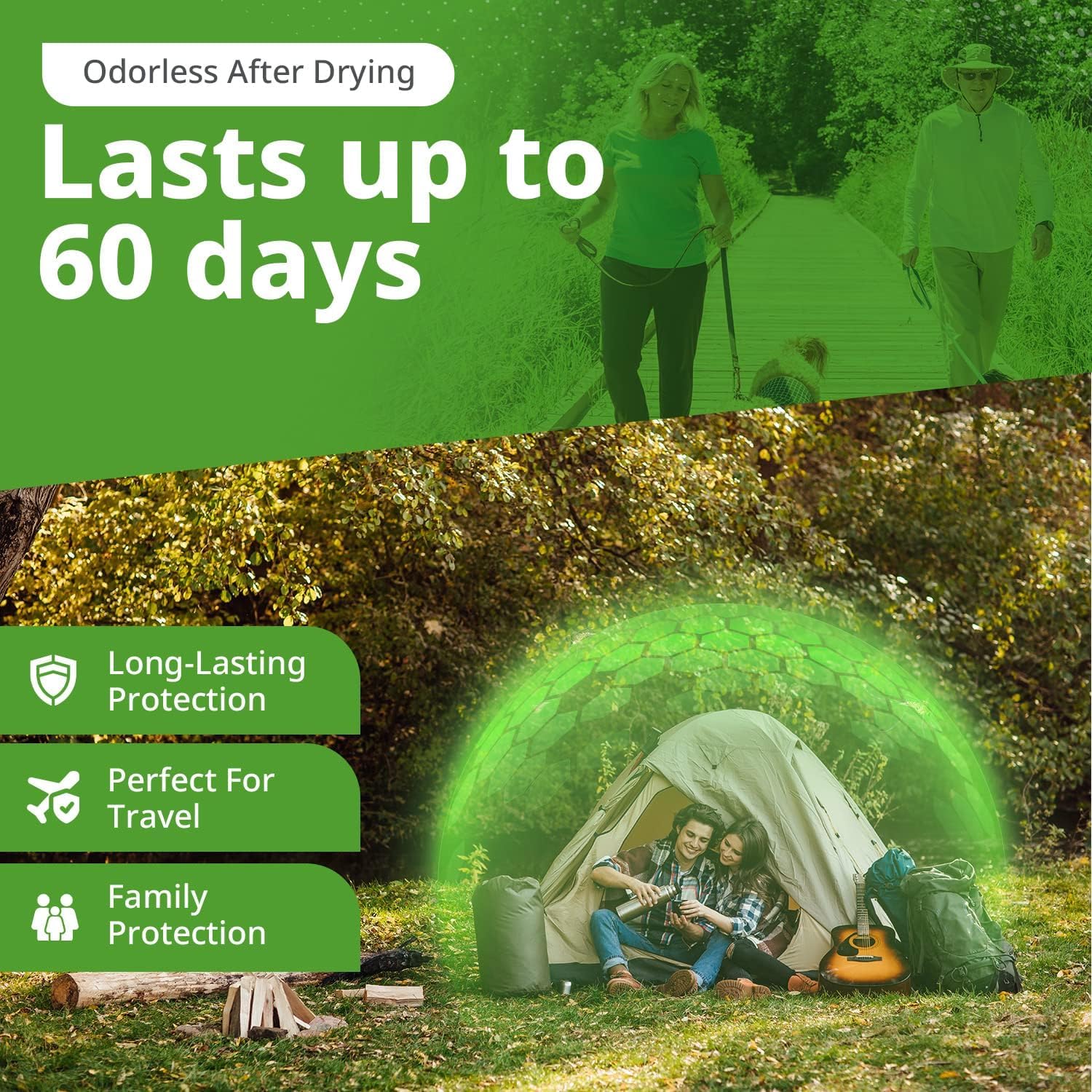 Insect Shield spray on sleeping bag for outdoor comfort and protection