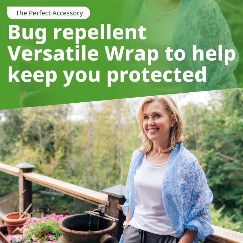 Insect Shield versatile wrap dusty rose styled over shoulders for breezy insect repellency