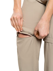 Insect Shield Women's Elements Lite Convertible Pant khaki ankle zip detail for easy fit.