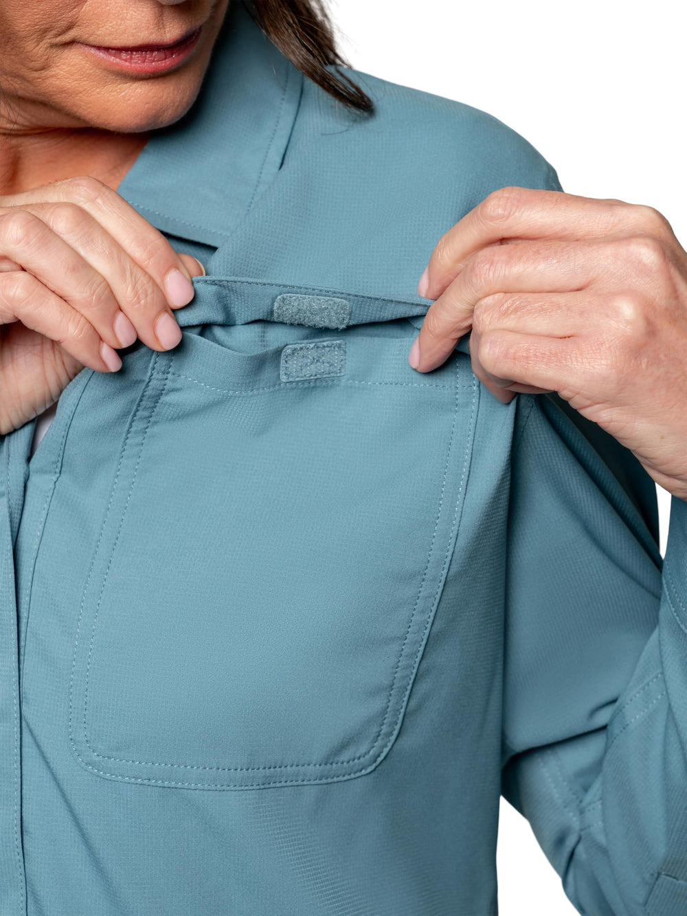 Insect Shield Women's Elements Lite long sleeve shirt back vent supports airflow.