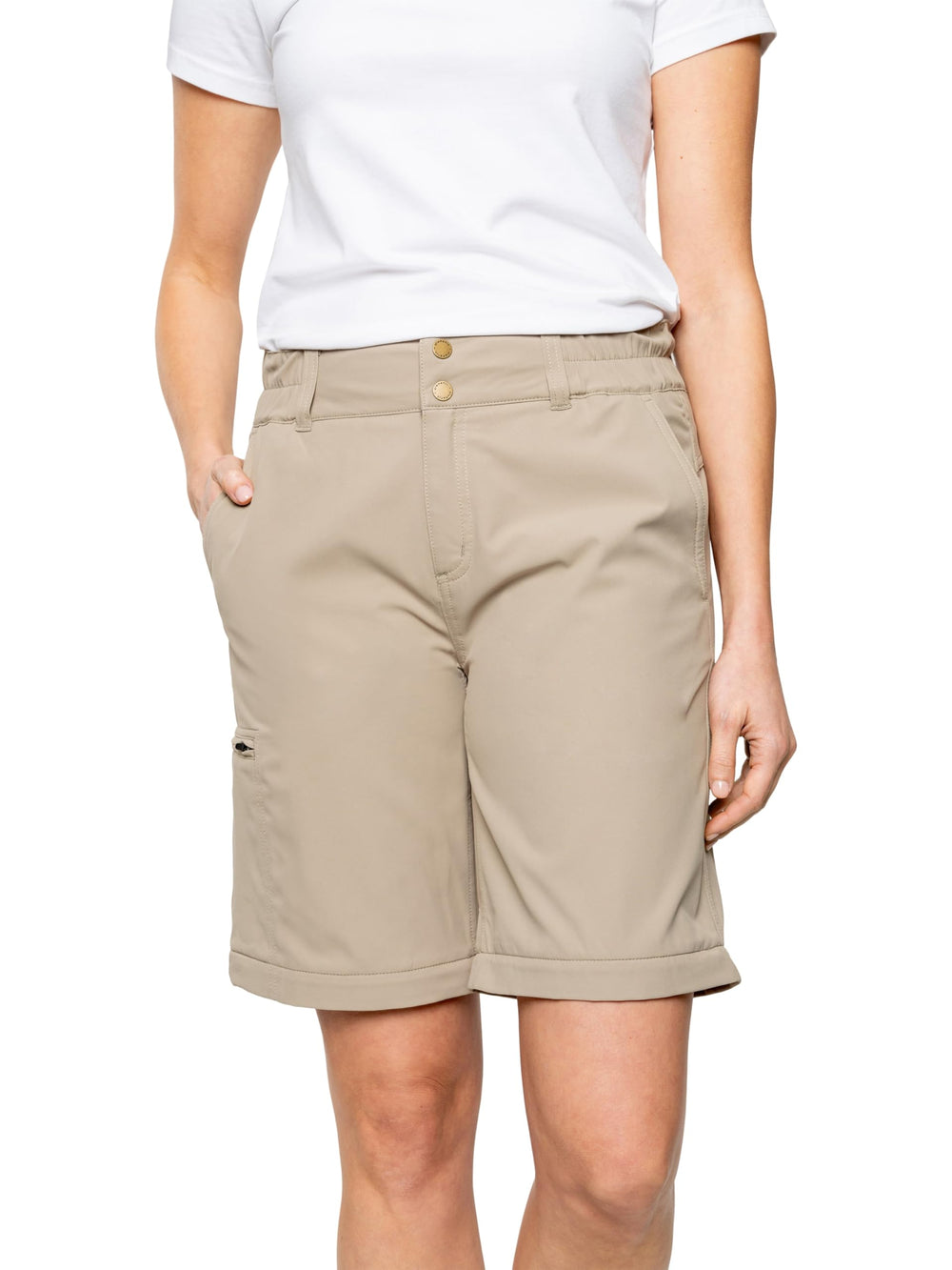 Insect Shield Elements Lite Pant Khaki fabric closeup highlighting recycled polyester material