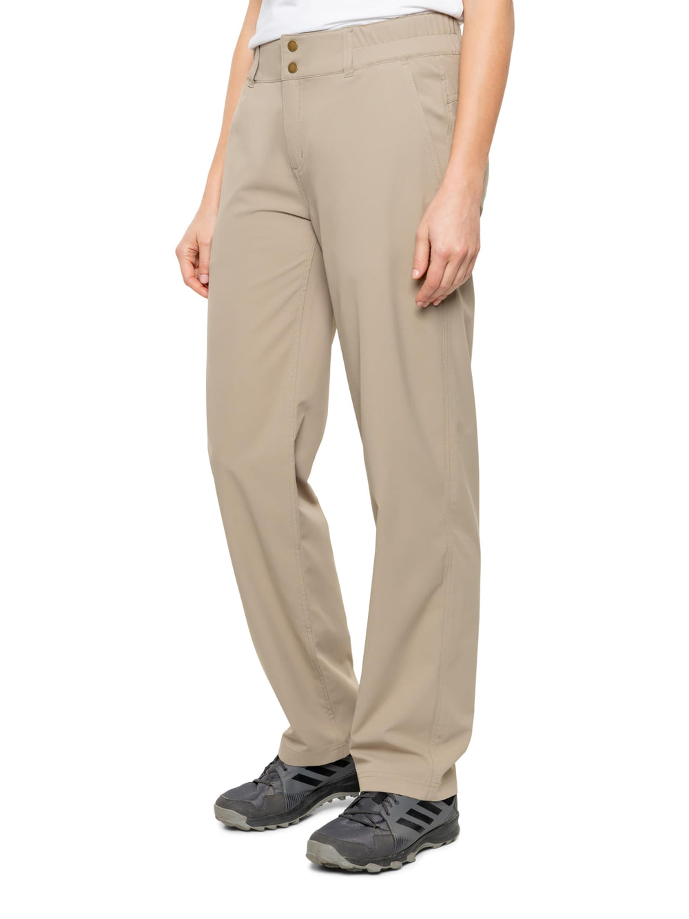 Insect Shield Women's Elements Lite Pant side view with elastic waist for everyday comfort.