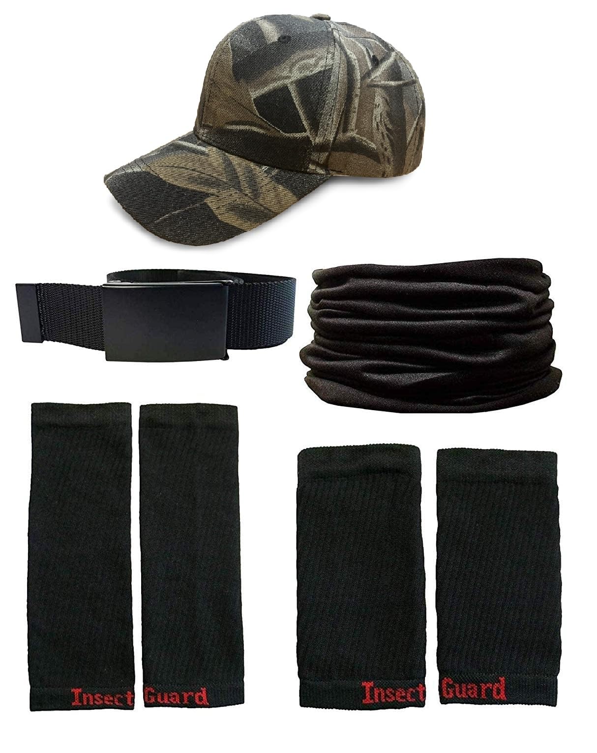 InsectGuard camouflage hat with gaiters for outdoor protection during hikes