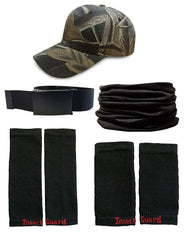 InsectGuard camouflage hat with gaiters for outdoor protection during hikes