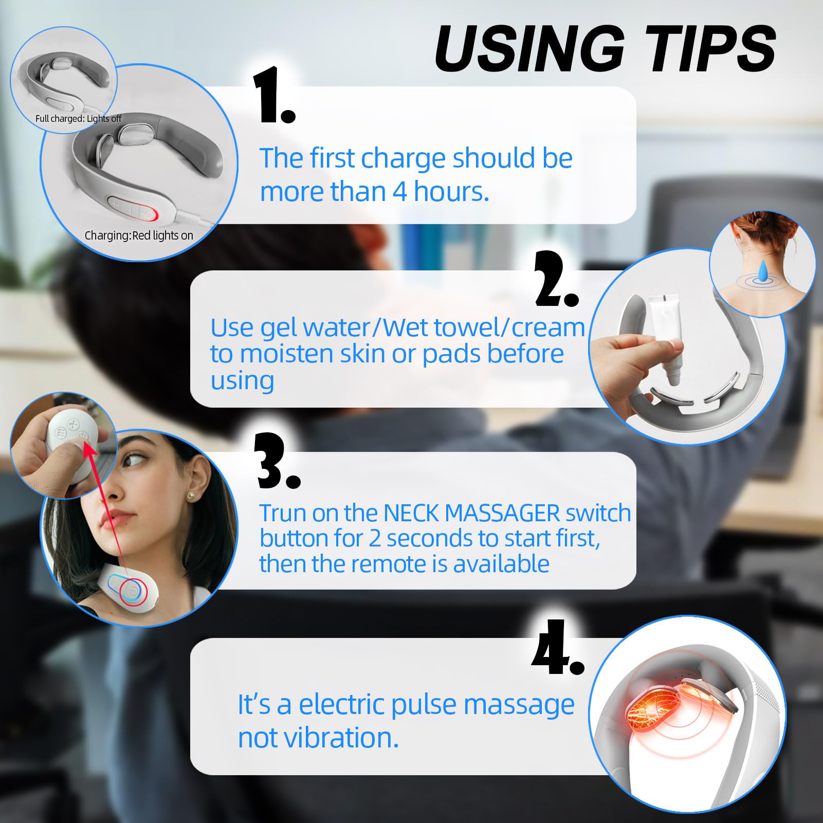 INSHUEY neck massager skin-friendly silicone surface for comfort.