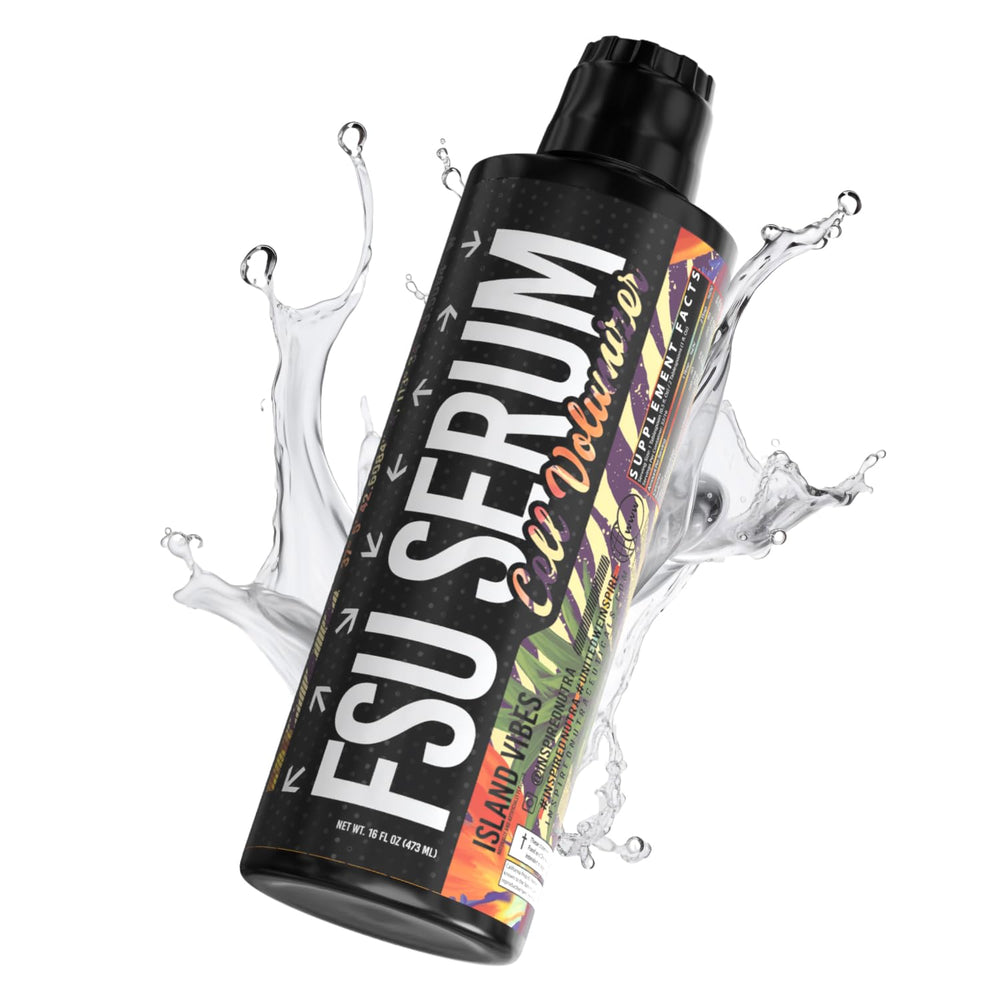Inspired Nutraceuticals FSU Serum bottle pour highlights glycerol hydration for pumps
