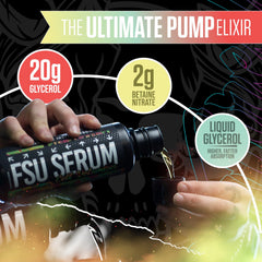 FSU Serum label closeup emphasizes stimulant-free formula