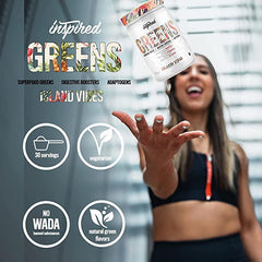 Island Vibes Pineapple Punch bottle on a kitchen counter for daily greens