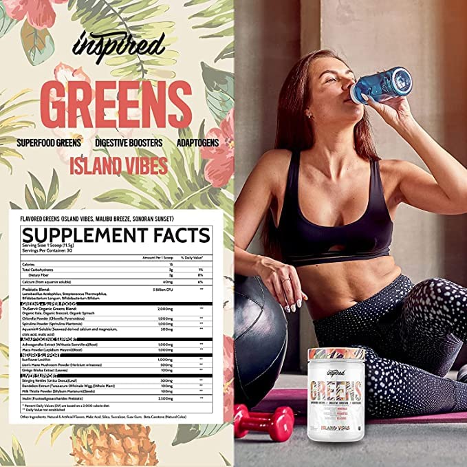 Spoon stirring Inspired Nutraceuticals greens powder dissolving smoothly