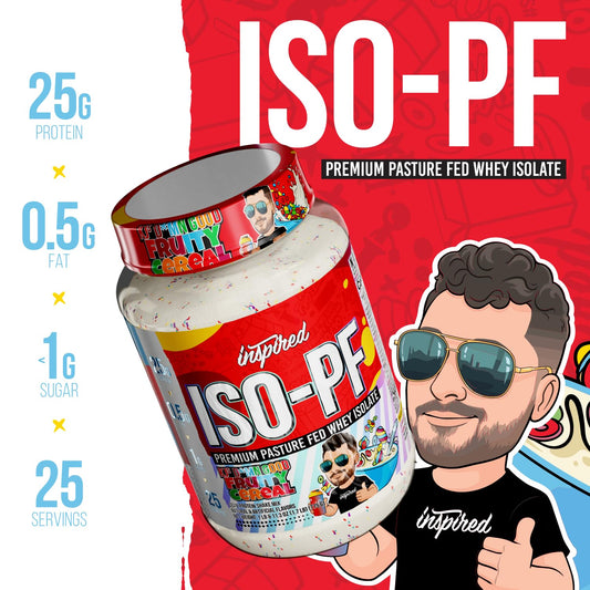 ISO-PF whey isolate pour image highlights smooth post-workout recovery.