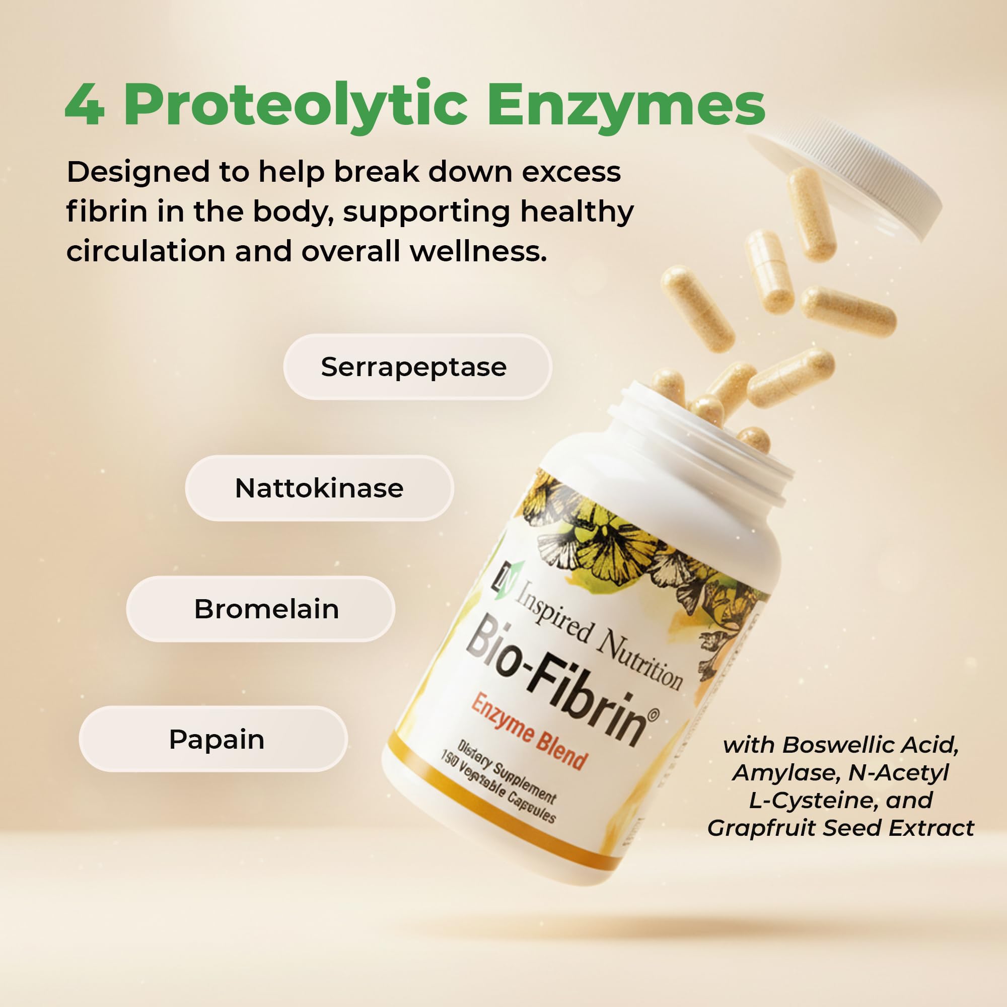 Bio-Fibrin blister pack with 150 capsules for convenient daily use