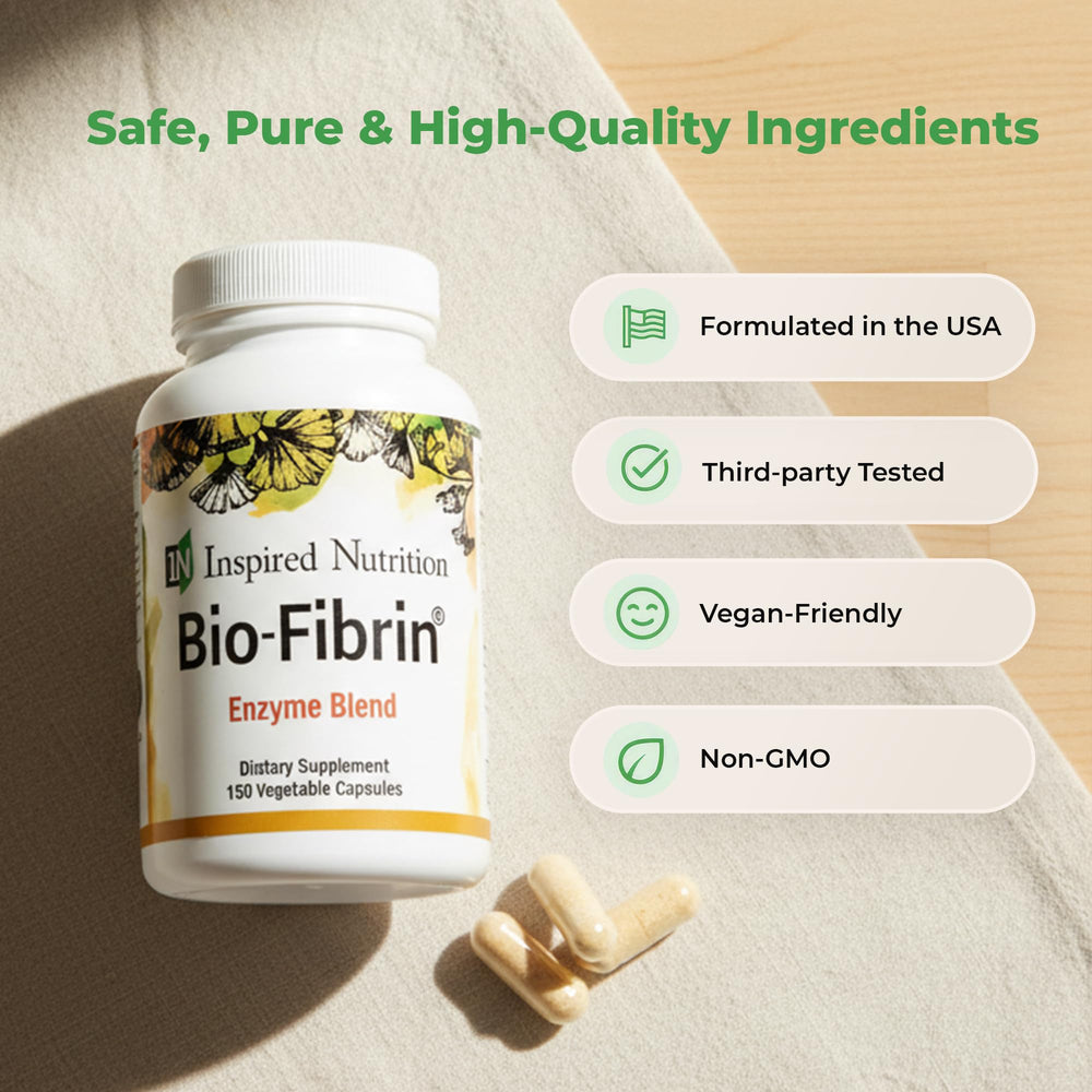 Made in USA badge on Bio-Fibrin bottle with cGMP facility note