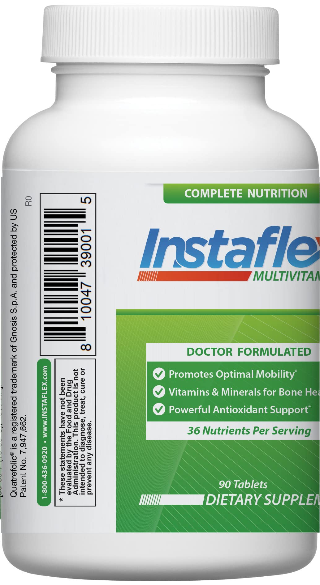 Instaflex Multivitamin label notes 36 nutrients and plant-based blends