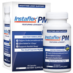 Instaflex PM capsules close-up showing nocturnal relief features
