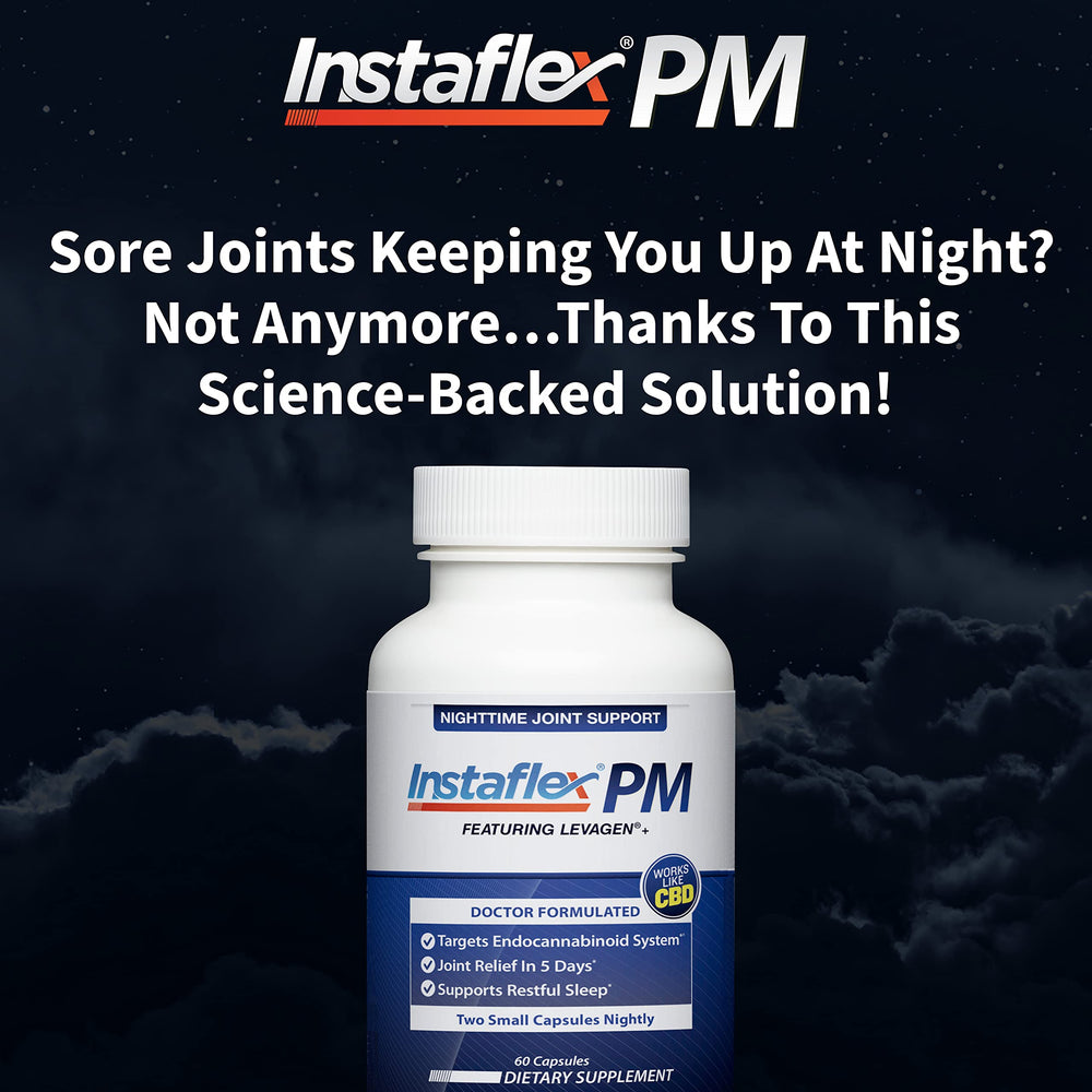 Instaflex PM sleeping scene portraying restful night and joint comfort