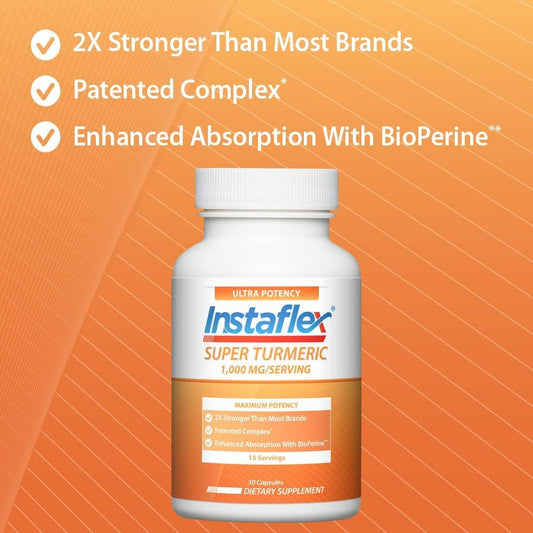 Instaflex Super Turmeric capsules close-up highlighting BioPerine for absorption