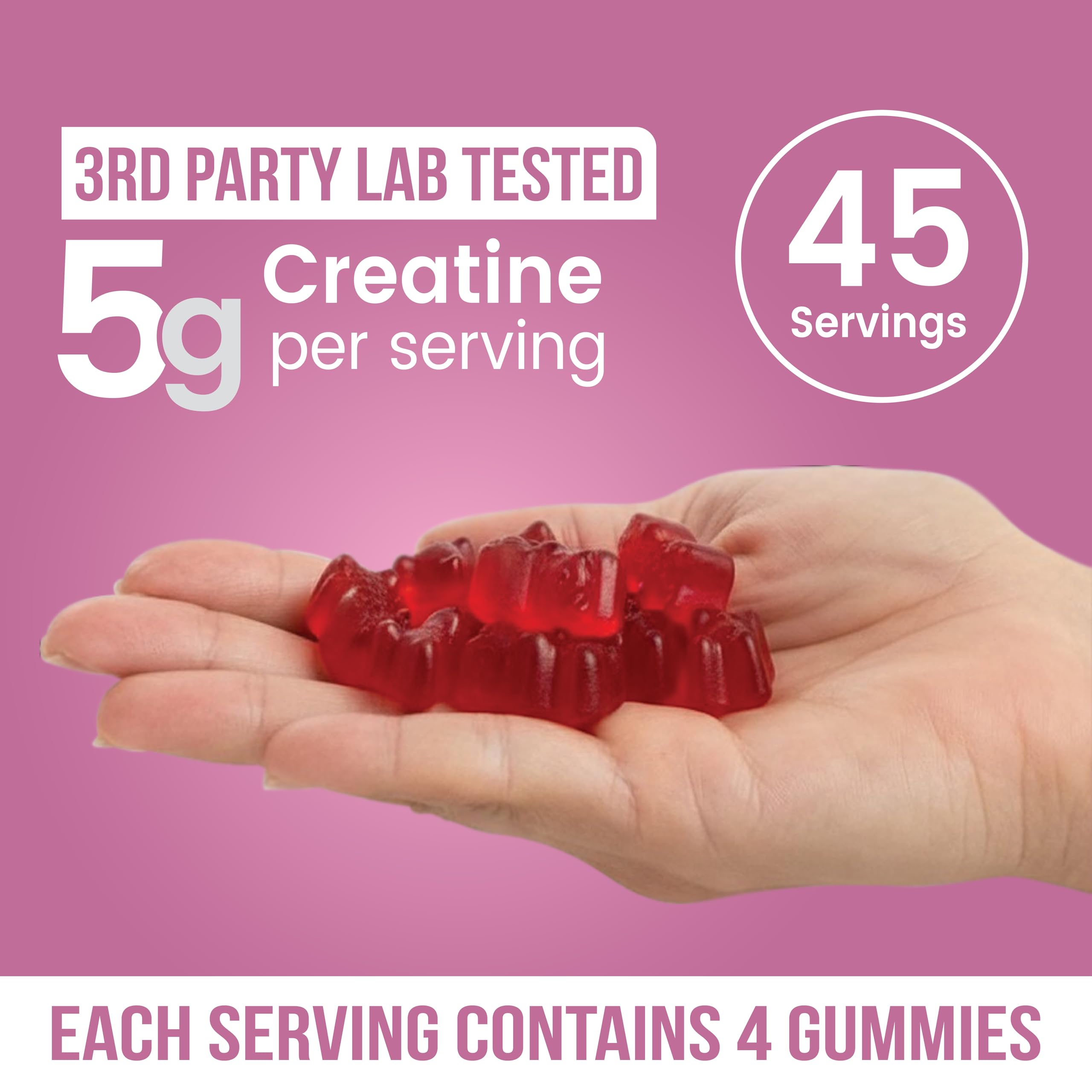 INSTAMART Creatine Gummies strawberry chews close-up for on-the-go energy