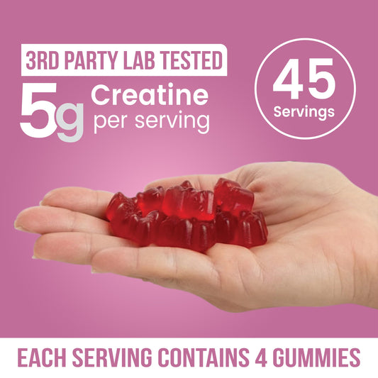 INSTAMART Creatine Gummies strawberry chews close-up for on-the-go energy