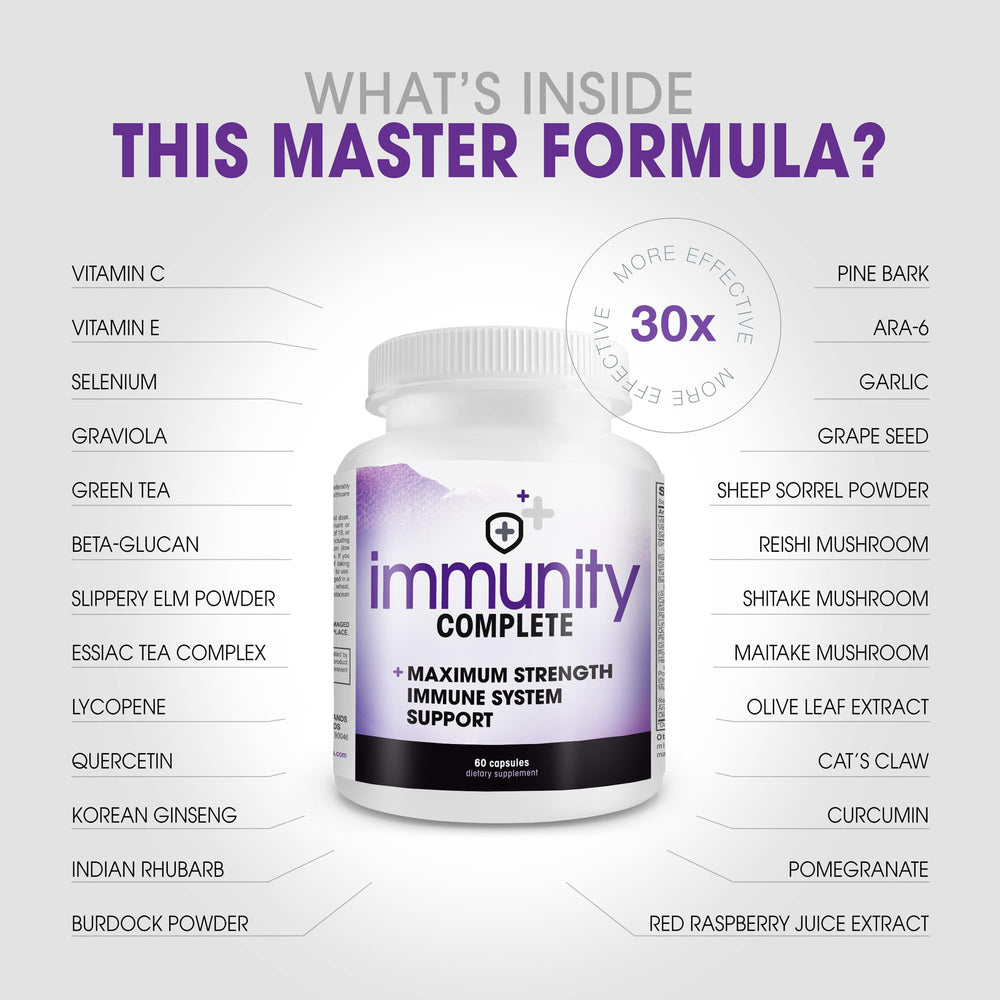 Instant Brands Immunity Complete ingredients scene featuring Cat's Claw, Quercetin, and Olive Leaf.