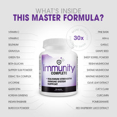 Instant Brands Immunity Complete ingredients scene featuring Cat's Claw, Quercetin, and Olive Leaf.