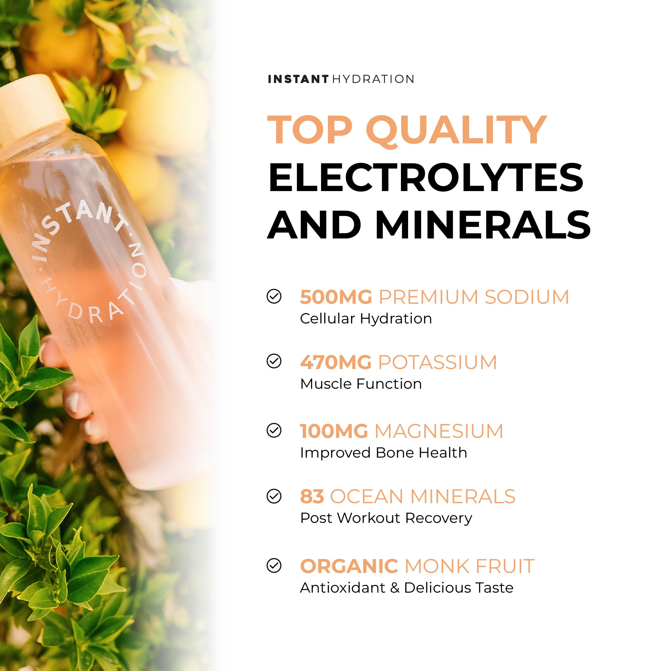 Instant Hydration 1445mg-electrolytes-per-serving label indicating strong mineral support.