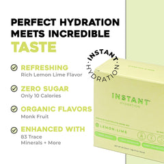 Instant Hydration Lemon Lime dissolving in water to create zero sugar hydration.