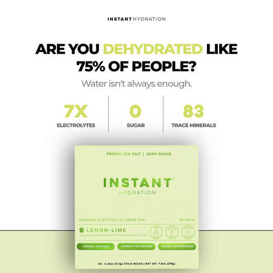 Instant Hydration Lemon Lime being poured into a glass for rapid hydration on the go.