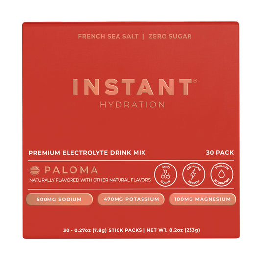 Instant Hydration Paloma electrolyte packets for quick on-the-go hydration.