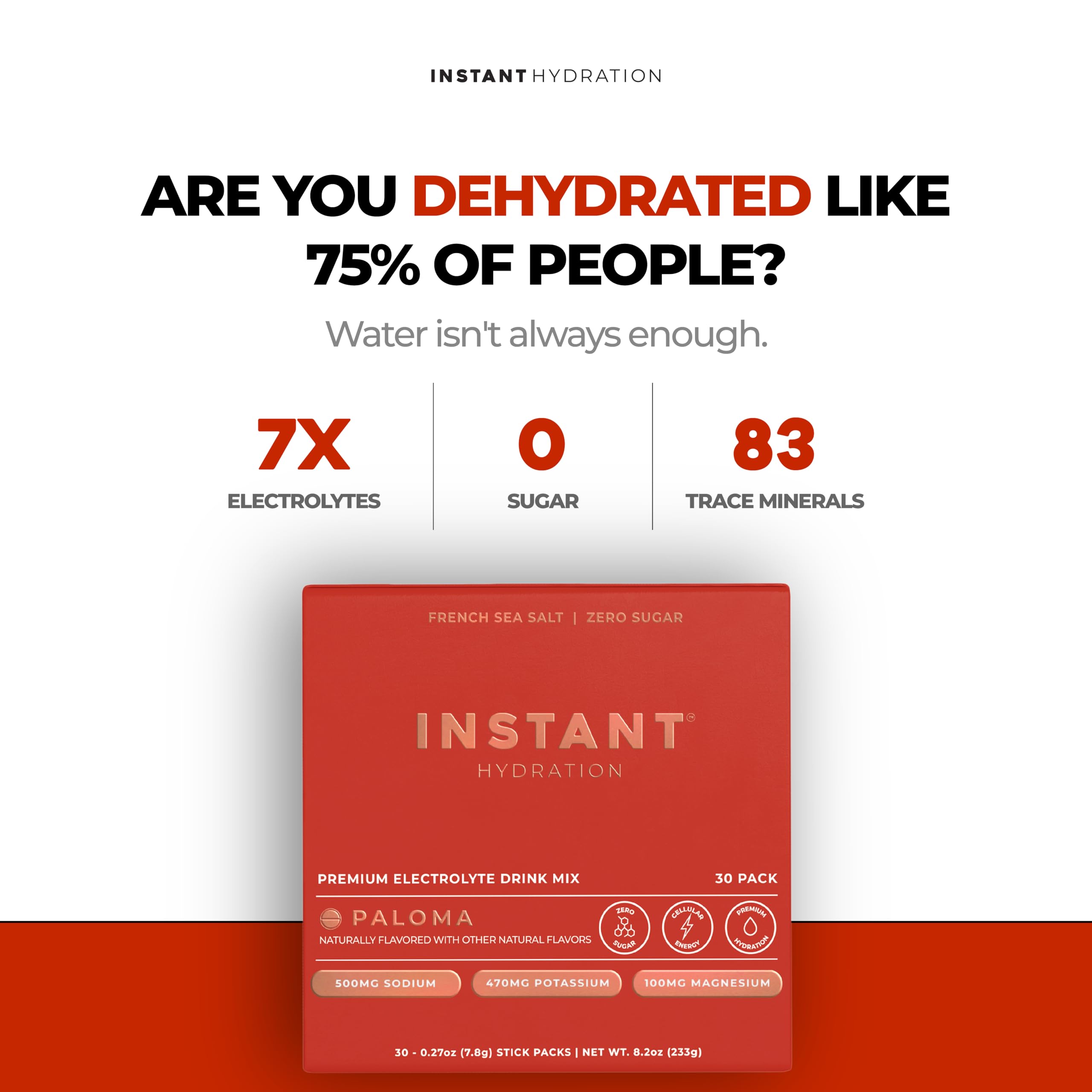 Paloma powder dissolving in water to create a refreshing electrolyte drink.
