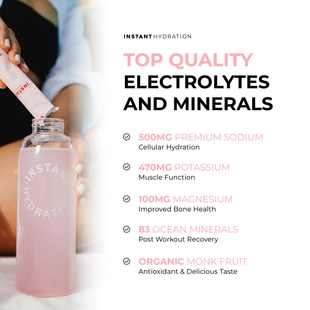 Close-up of Instant Hydration watermelon electrolyte sticks.