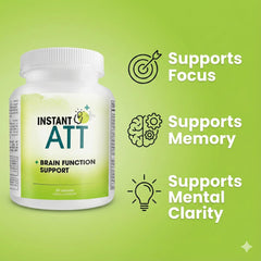 InstantATT capsules closeup highlighting the high-potency nootropic blend that supports alertness