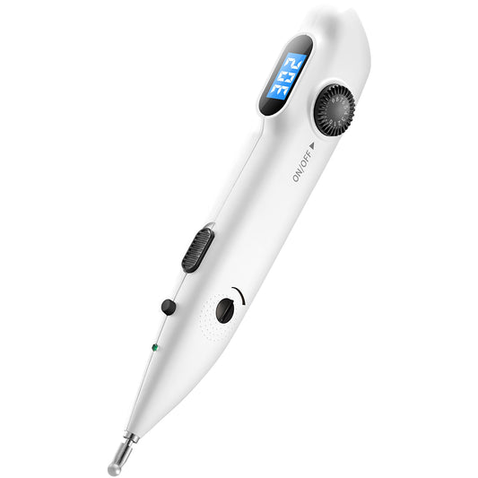 InsurMedic electronic acupuncture pen showing meridian detection for precise point location