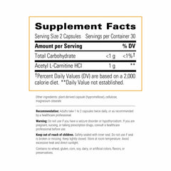 Close-up of Integrative Therapeutics Acetyl L-Carnitine capsules for brain support