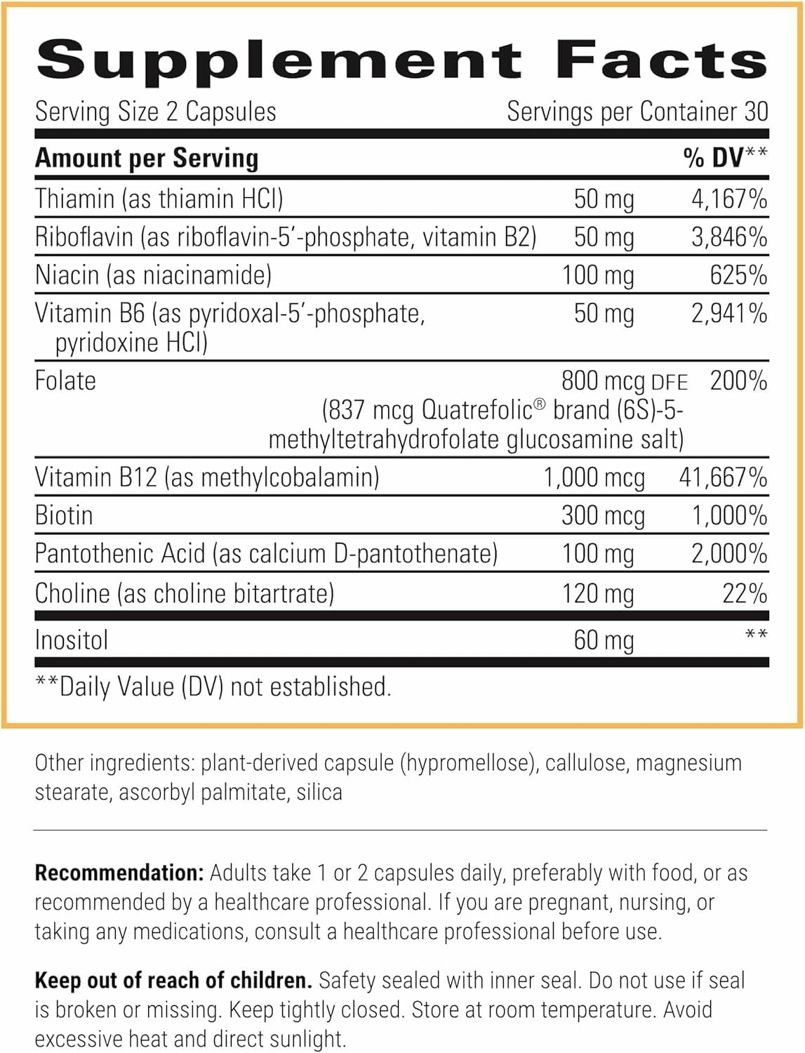 Close-up of Integrative Therapeutics Active B-Complex packaging showing gluten-free and dairy-free claims.