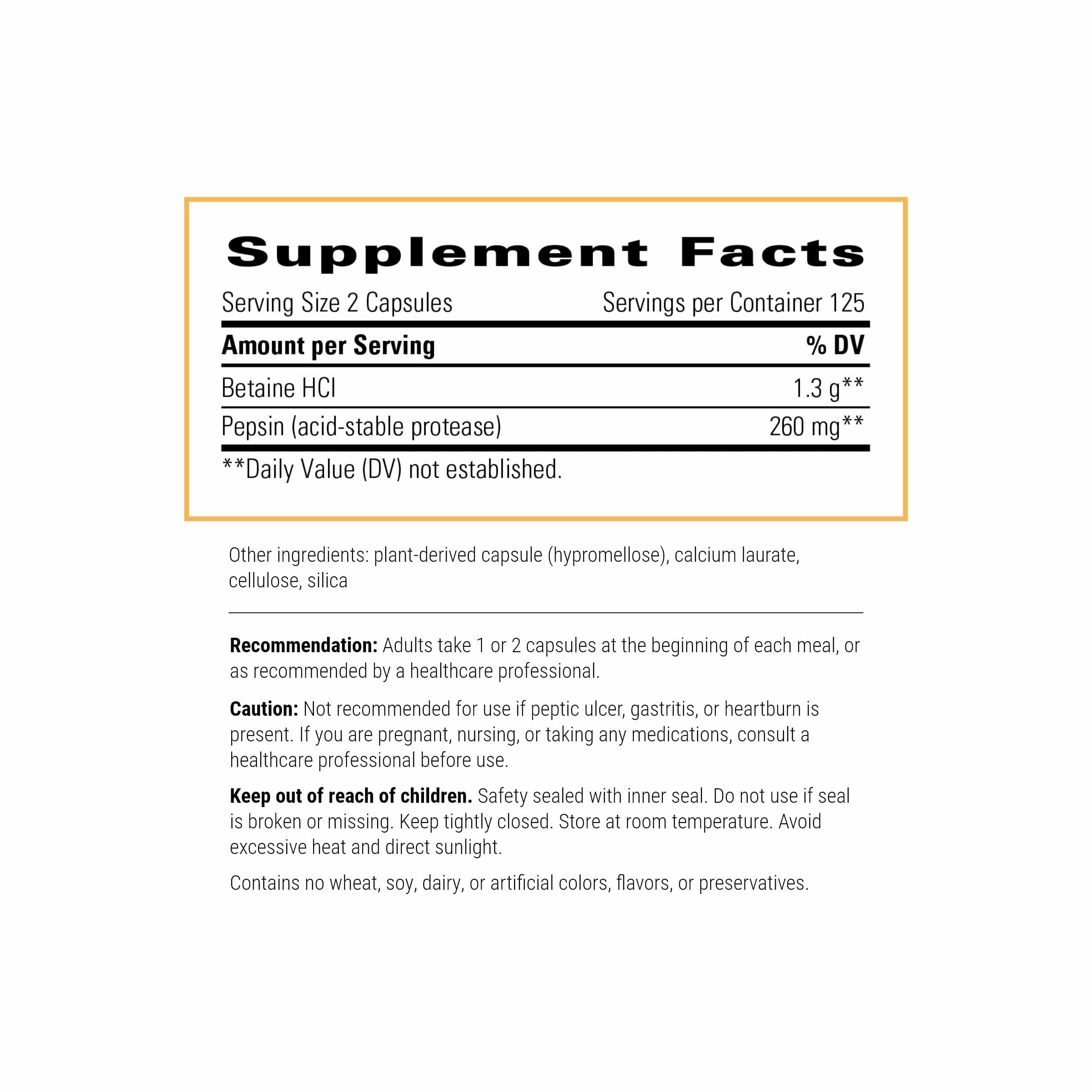 Integrative Therapeutics Betaine HCl capsules ready for daily protein digestion and stomach acidity