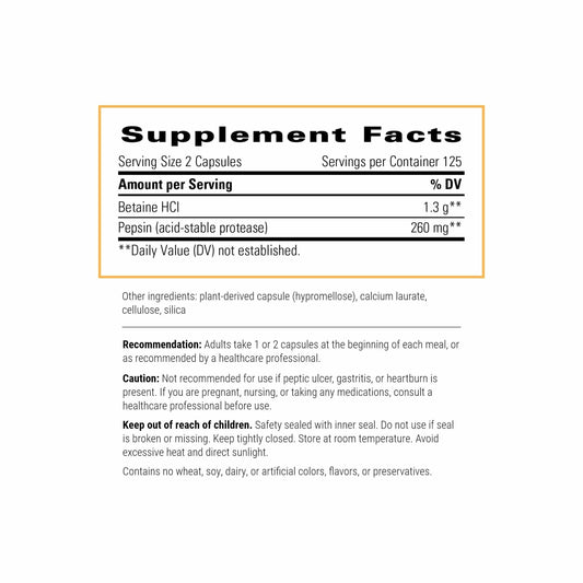 Integrative Therapeutics Betaine HCl capsules ready for daily protein digestion and stomach acidity