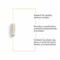 Integrative Therapeutics Betaine HCl label shows a dairy-free formula for sensitive diets