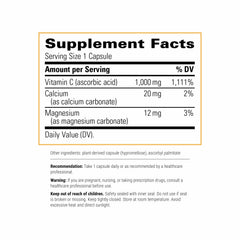 Integrative Therapeutics Buffered Vitamin C bottle back label shows capsule details and vegan gluten-free info