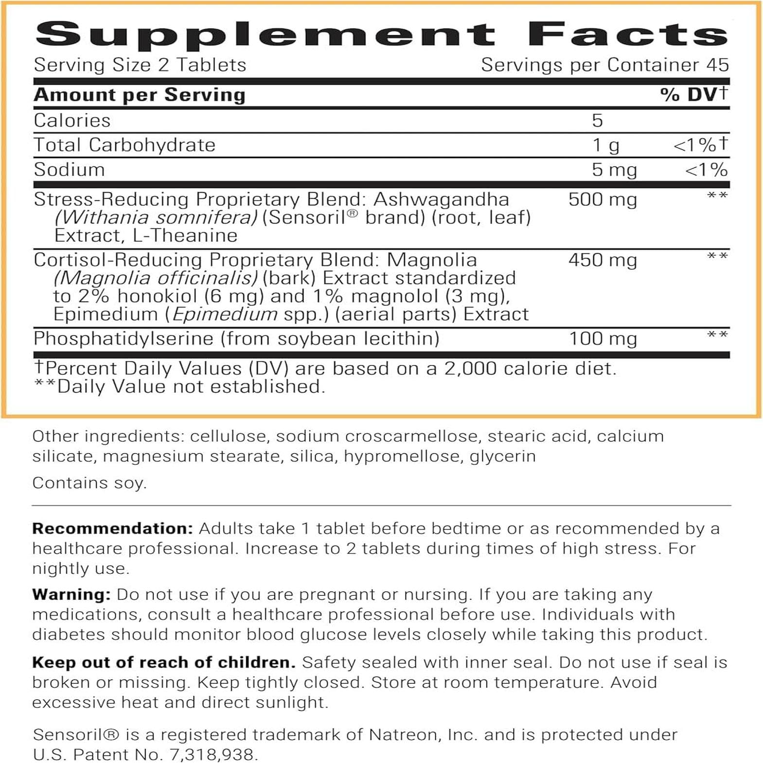 Integrative Therapeutics Cortisol Manager bottle back label notes gluten-free and dairy-free formulation.