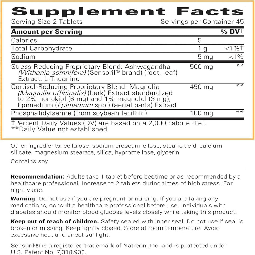 Integrative Therapeutics Cortisol Manager bottle back label notes gluten-free and dairy-free formulation.