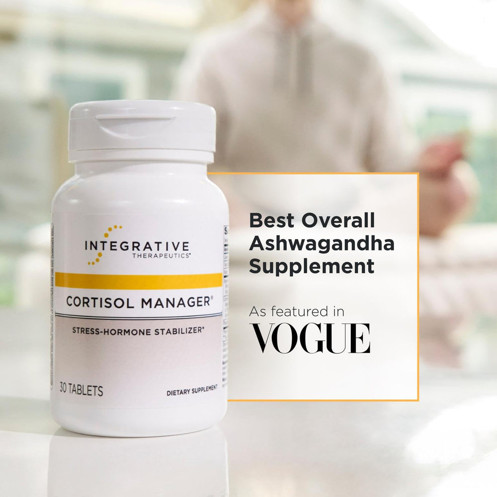 Cortisol Manager label featuring ashwagandha ingredients for balance.