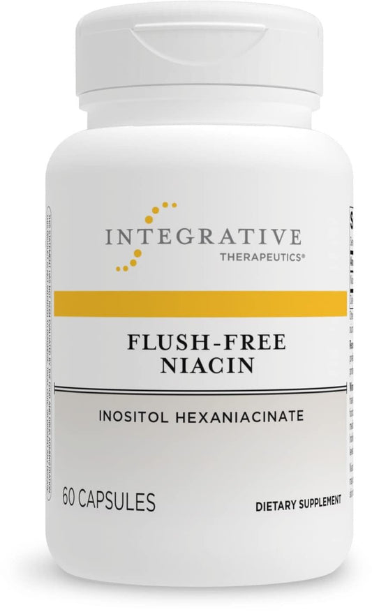 Integrative Therapeutics Flush-Free Niacin bottle front showing packaging and energy support use