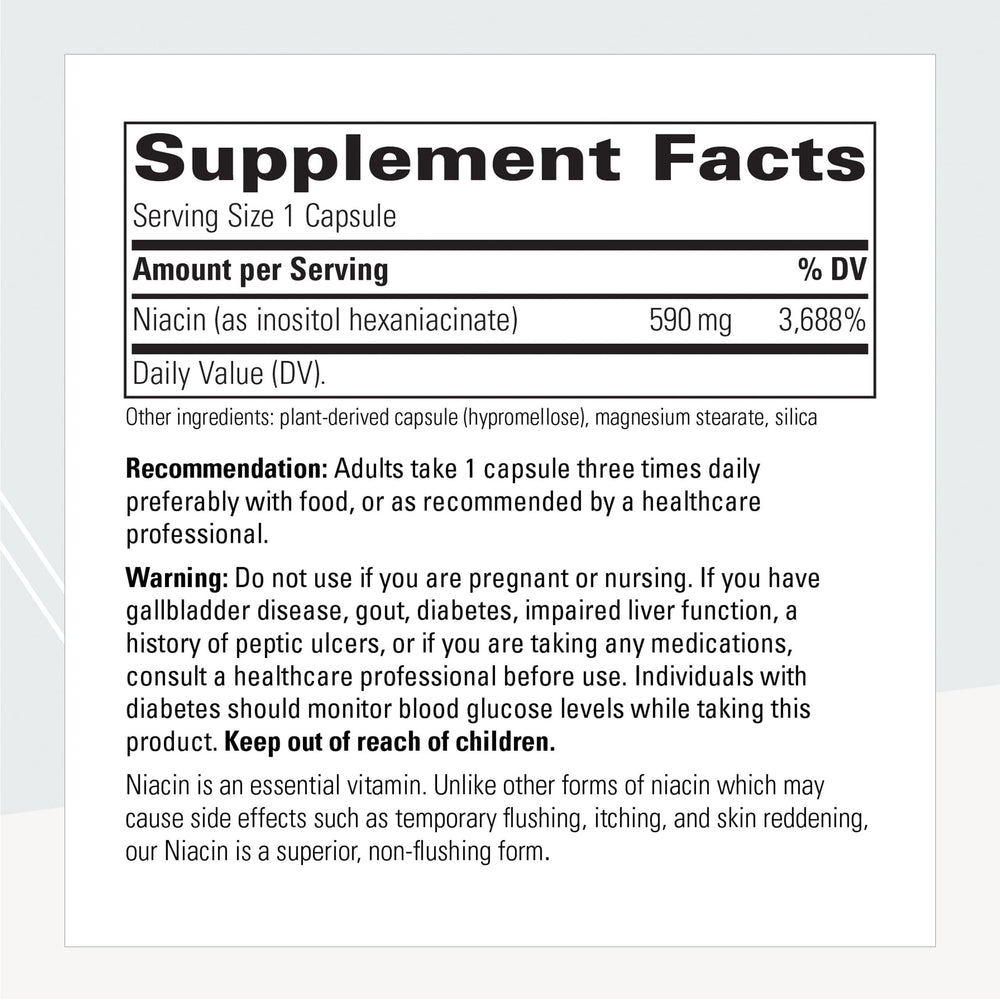 Integrative Therapeutics Flush-Free Niacin capsules ready for daily use