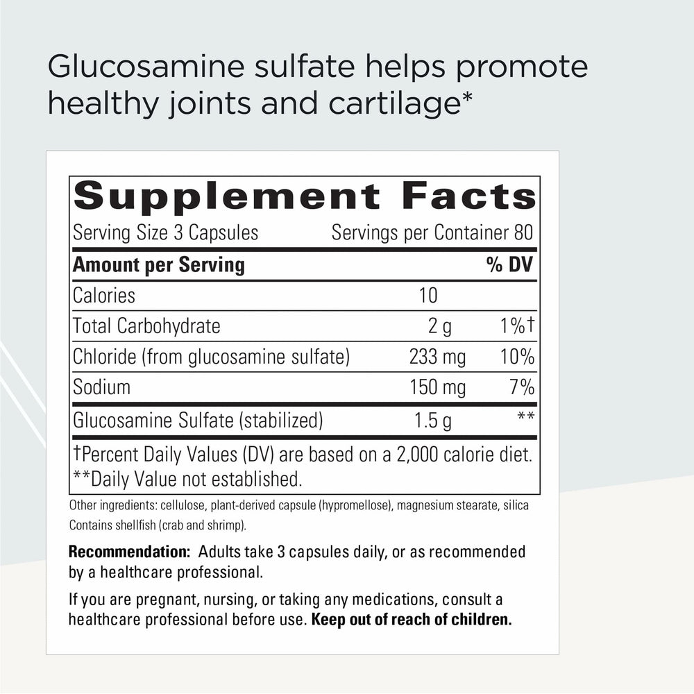 Integrative Therapeutics Glucosamine Sulfate bottle label close-up