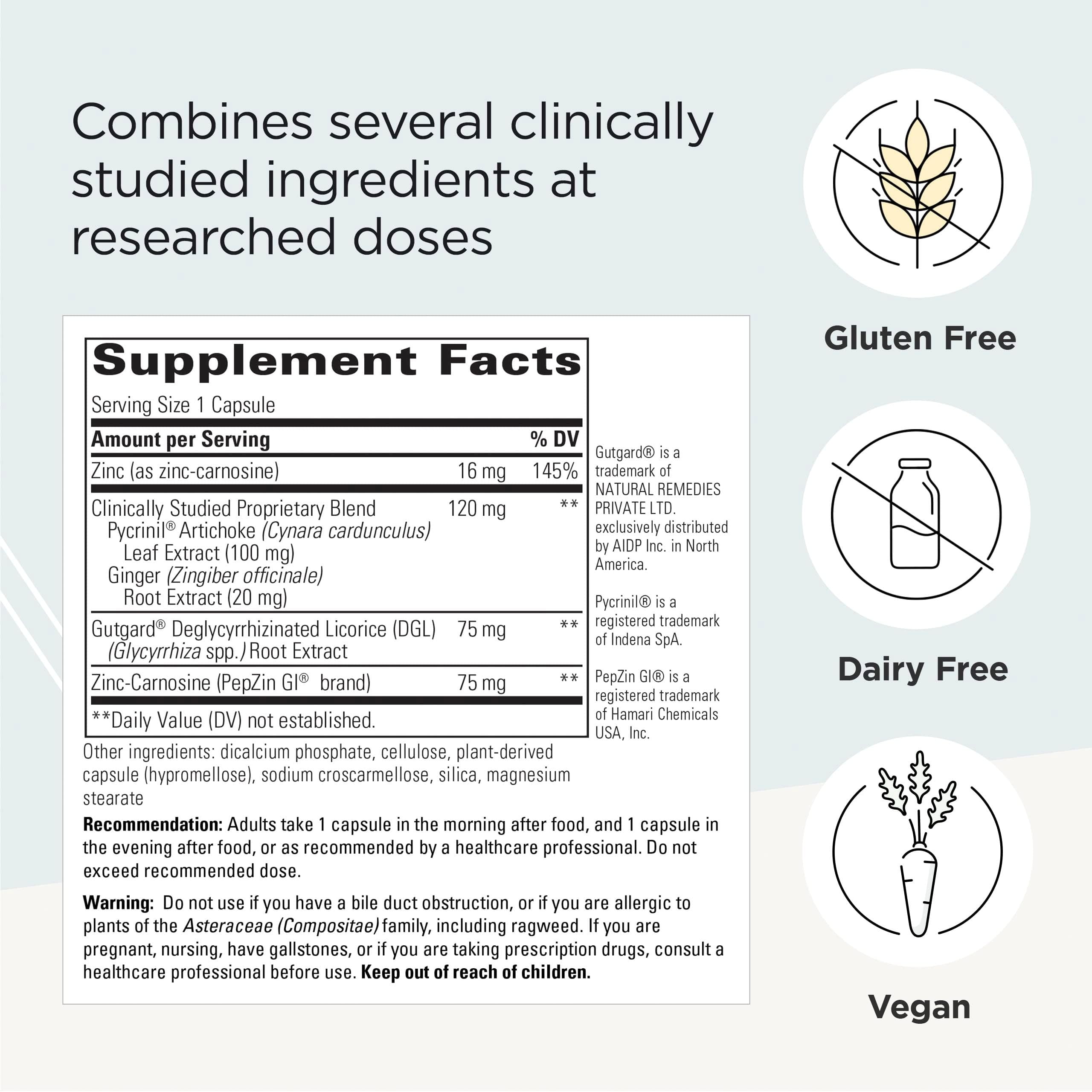 Integrative Therapeutics Heartburn Advantage capsules ready for daily use.
